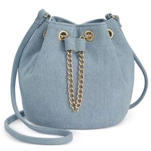 INC International Concepts Pia Mini Bucket Blue Denim Crossbody Bag NEW